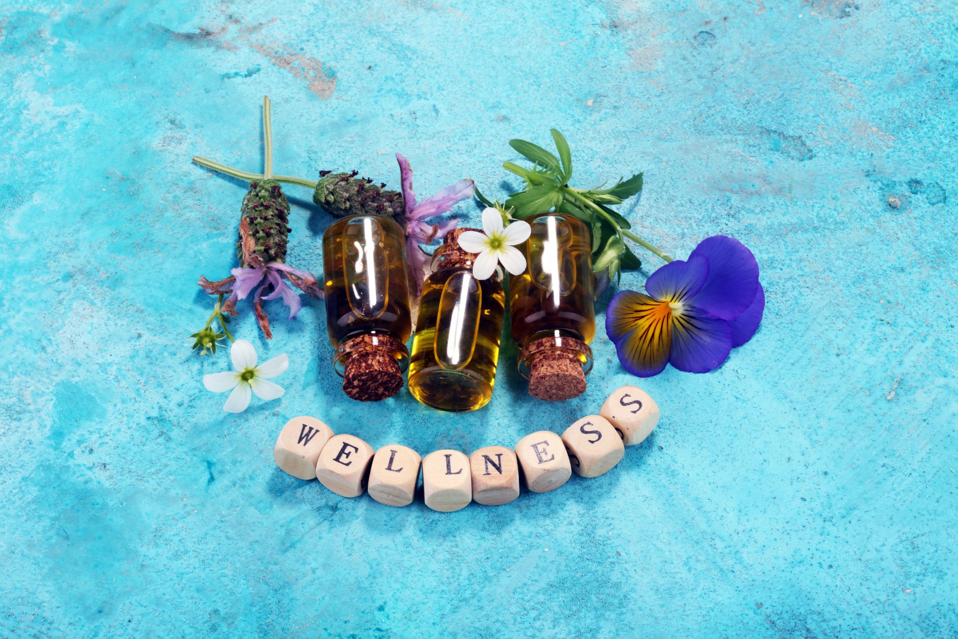 Wellness sign with wooden cubes