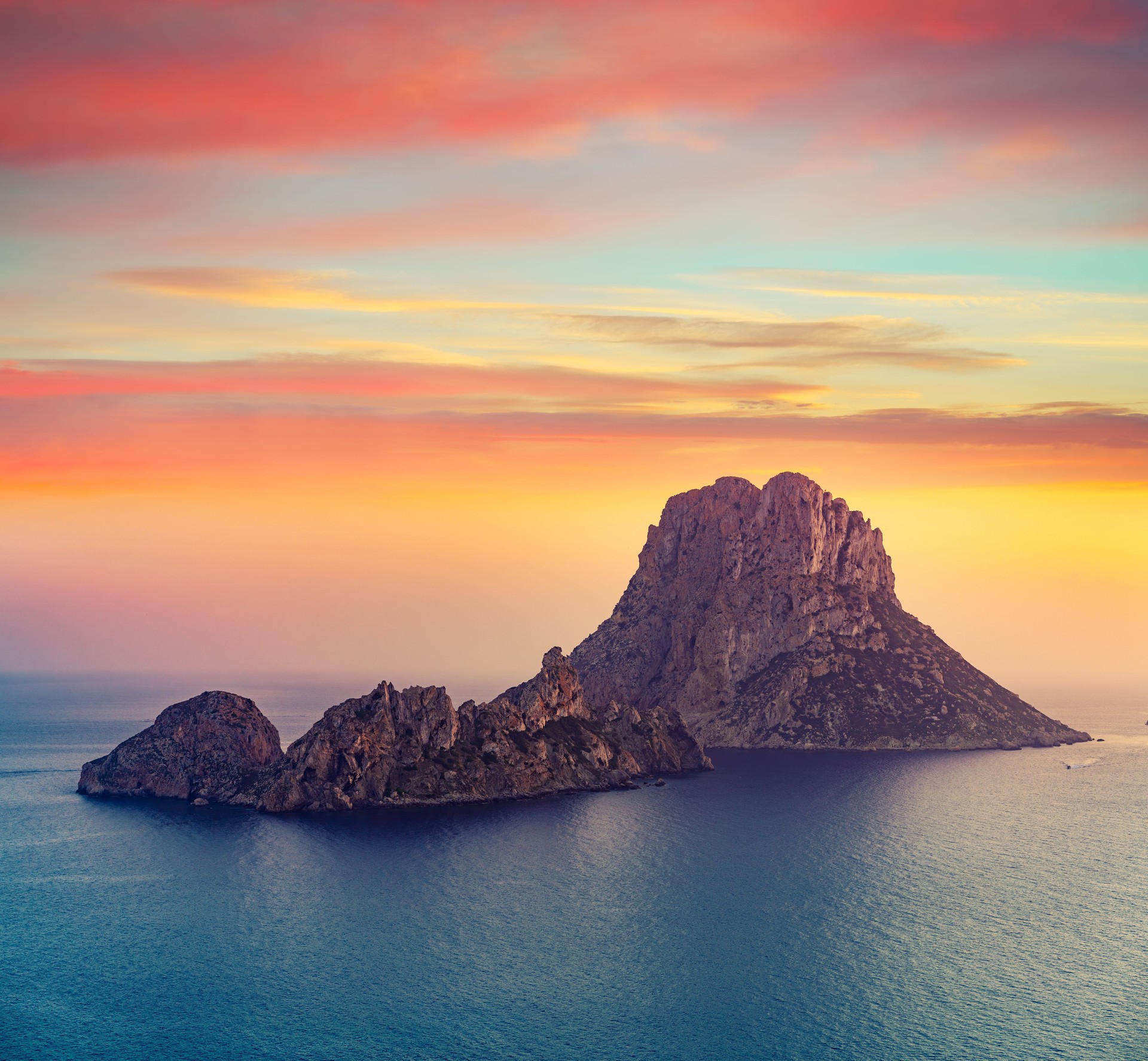 Es Vedra islet sunset in Balearic Islands